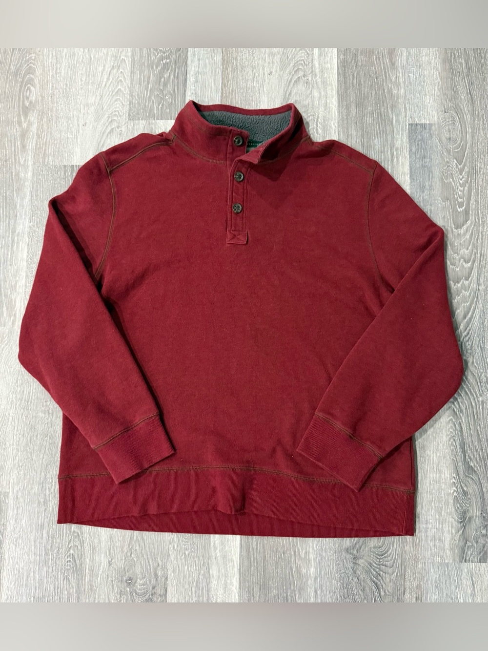 G.H. Bass & Co. Men's Burgundy Zip-Style Quarter-Placket Sweater